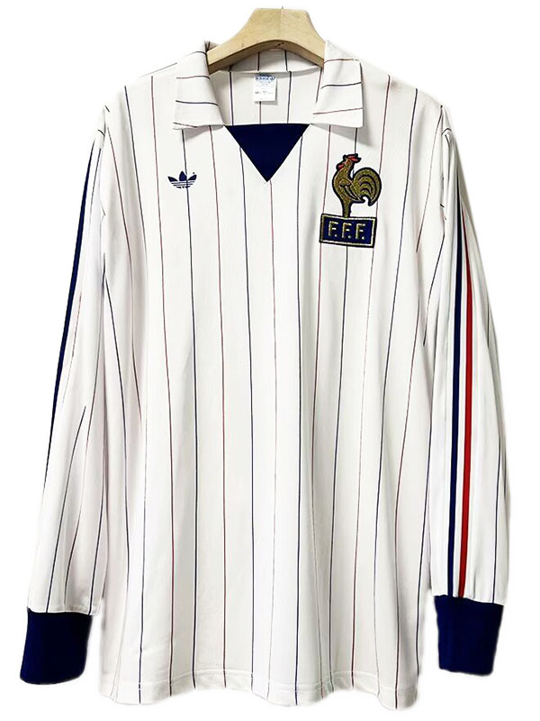 France maglia da calcio retrò da trasferta a maniche lunghe divisa da calcio vintage seconda divisa da calcio da uomo maglia sportiva 1980-1983